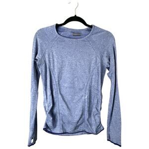 Athleta 'Fast Track' Heather Blue Long Sleeve Athletic Workout Shirt Size Small
